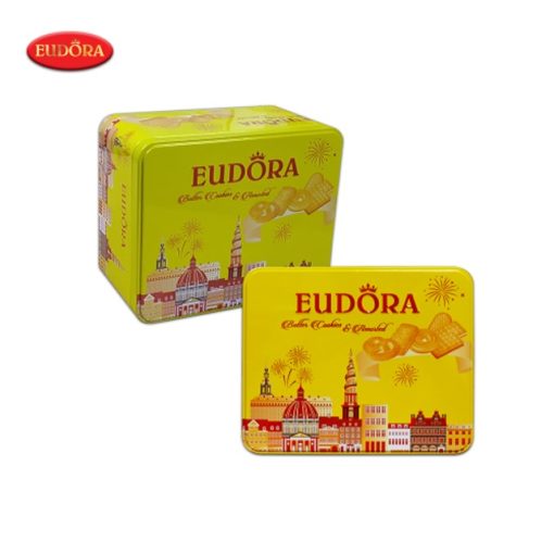 BÁNH QUY BƠ TỔNG HỢP EUDORA HỘP THIẾC 206G