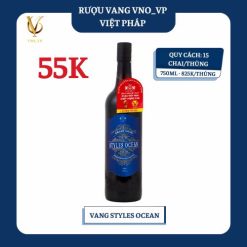 Rượu Vang VNO Việt Pháp 750ml Styles Ocean (Thùng 15 Chai)