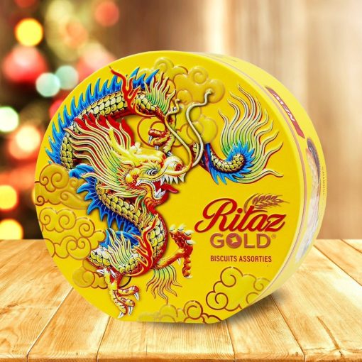Bánh Quy Hỗn Hợp Ritaz Gold Biscuits Assorted Rồng Hộp Thiếc 120g Nhập Khẩu Malaysia Mẫu Mới Nhất