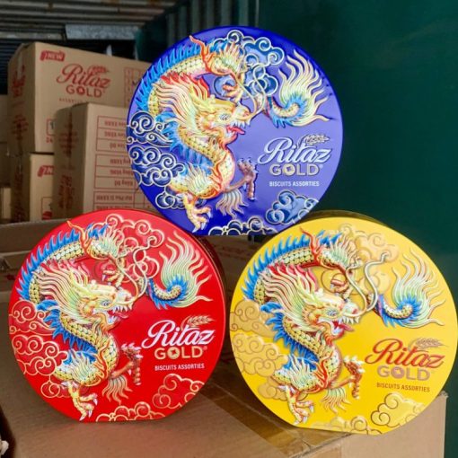 Bánh Quy Hỗn Hợp Ritaz Gold Biscuits Assorted Rồng Hộp Thiếc 120g Nhập Khẩu Malaysia Mẫu Mới Nhất