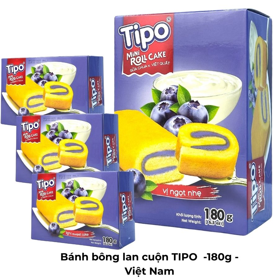 Bánh bông lan cuộn TIPO -180g - Việt Nam Bánh bông lan cuộn TIPO -180g - Việt Nam