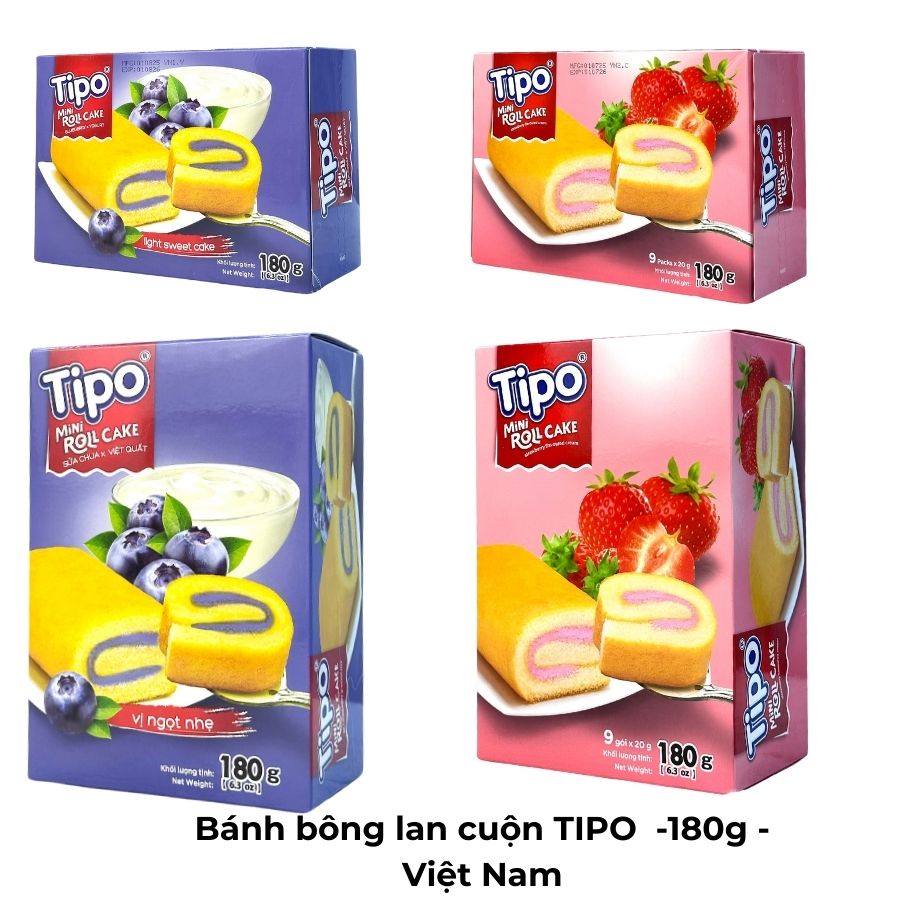 Bánh bông lan cuộn TIPO -180g - Việt Nam Bánh bông lan cuộn TIPO -180g - Việt Nam